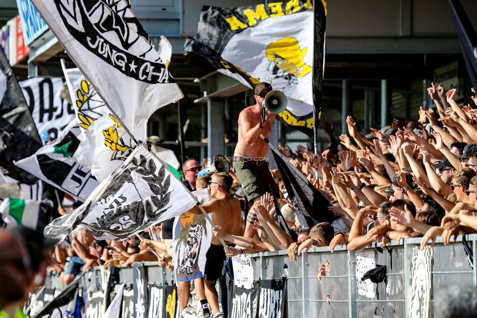 Hartberg - Sturm Graz
Oesterreichische Fussball Bundesliga, 3. Runde, TSV Hartberg - SK Sturm Graz, Stadion Hartberg, 1108.2019. 

Foto zeigt Fans von Sturm
