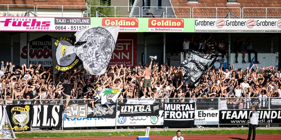 Hartberg - Sturm Graz
Oesterreichische Fussball Bundesliga, 3. Runde, TSV Hartberg - SK Sturm Graz, Stadion Hartberg, 1108.2019. 

Foto zeigt Fans von Sturm
