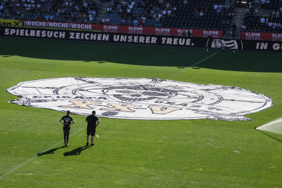 Sturm Graz - Rapid Wien
Oesterreichische Fussball Bundesliga, 4. Runde, SK Sturm Graz - SK Rapid Wien, Stadion Liebenau Graz, 18.08.2019. 

Foto zeigt Fans von Sturm mit einer Choreografie
