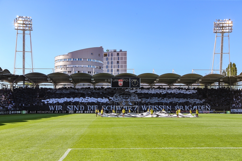 Sturm Graz - Rapid Wien
Oesterreichische Fussball Bundesliga, 4. Runde, SK Sturm Graz - SK Rapid Wien, Stadion Liebenau Graz, 18.08.2019. 

Foto zeigt Fans von Sturm mit einer Choreografie
