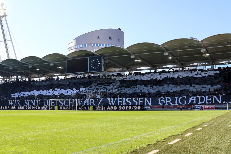 Sturm Graz - Rapid Wien
Oesterreichische Fussball Bundesliga, 4. Runde, SK Sturm Graz - SK Rapid Wien, Stadion Liebenau Graz, 18.08.2019. 

Foto zeigt Fans von Sturm mit einer Choreografie
