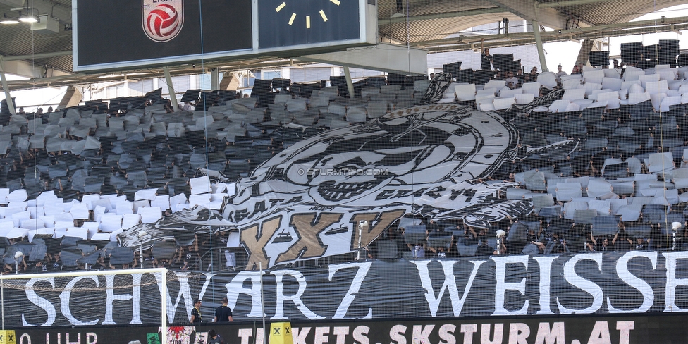 Sturm Graz - Rapid Wien
Oesterreichische Fussball Bundesliga, 4. Runde, SK Sturm Graz - SK Rapid Wien, Stadion Liebenau Graz, 18.08.2019. 

Foto zeigt Fans von Sturm mit einer Choreografie
