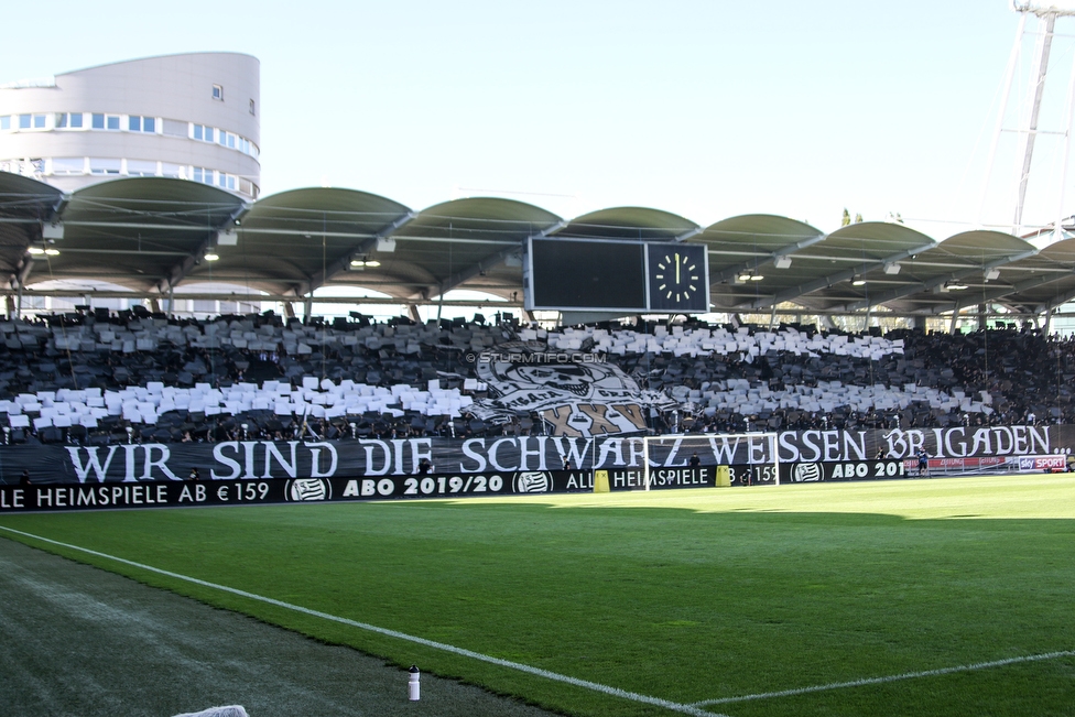 Sturm Graz - Rapid Wien
Oesterreichische Fussball Bundesliga, 4. Runde, SK Sturm Graz - SK Rapid Wien, Stadion Liebenau Graz, 18.08.2019. 

Foto zeigt Fans von Sturm mit einer Choreografie
