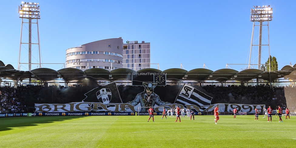 Sturm Graz - Rapid Wien
Oesterreichische Fussball Bundesliga, 4. Runde, SK Sturm Graz - SK Rapid Wien, Stadion Liebenau Graz, 18.08.2019. 

Foto zeigt Fans von Sturm mit einer Choreografie
