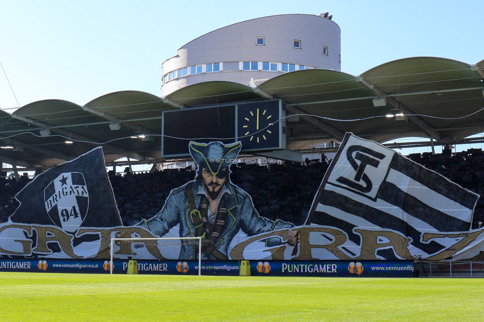 Sturm Graz - Rapid Wien
Oesterreichische Fussball Bundesliga, 4. Runde, SK Sturm Graz - SK Rapid Wien, Stadion Liebenau Graz, 18.08.2019. 

Foto zeigt Fans von Sturm mit einer Choreografie
