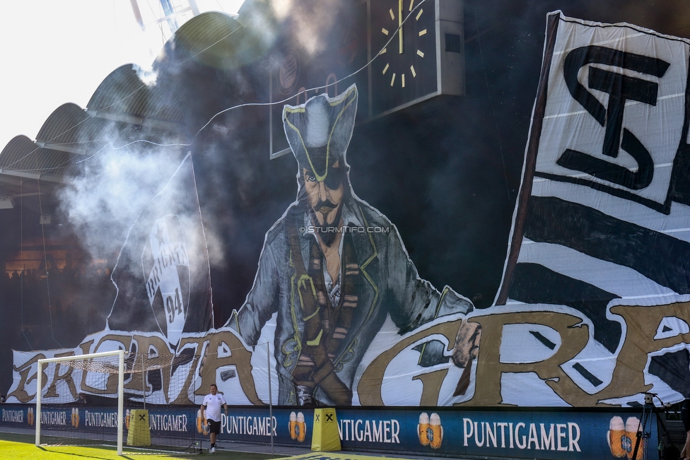 Sturm Graz - Rapid Wien
Oesterreichische Fussball Bundesliga, 4. Runde, SK Sturm Graz - SK Rapid Wien, Stadion Liebenau Graz, 18.08.2019. 

Foto zeigt Fans von Sturm mit einer Choreografie
