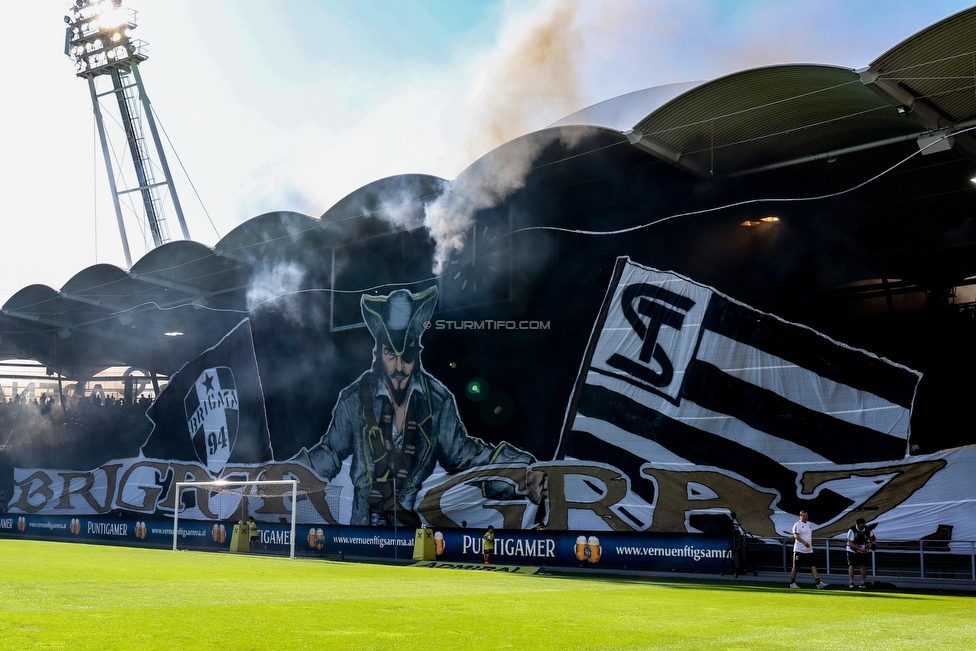 Sturm Graz - Rapid Wien
Oesterreichische Fussball Bundesliga, 4. Runde, SK Sturm Graz - SK Rapid Wien, Stadion Liebenau Graz, 18.08.2019. 

Foto zeigt Fans von Sturm mit einer Choreografie
