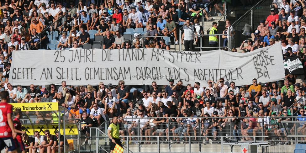 Sturm Graz - Rapid Wien
Oesterreichische Fussball Bundesliga, 4 Runde, SK Sturm Graz - SK Rapid Wien, Stadion Liebenau Graz, 18.08.2019. 

Foto zeigt Fans von Sturm mit einem Spruchband
Schlüsselwörter: brigata