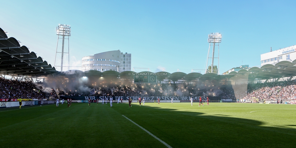 Sturm Graz - Rapid Wien
Oesterreichische Fussball Bundesliga, 4 Runde, SK Sturm Graz - SK Rapid Wien, Stadion Liebenau Graz, 18.08.2019. 

Foto zeigt Fans von Sturm mit einer Choreografie
Schlüsselwörter: pyrotechnik