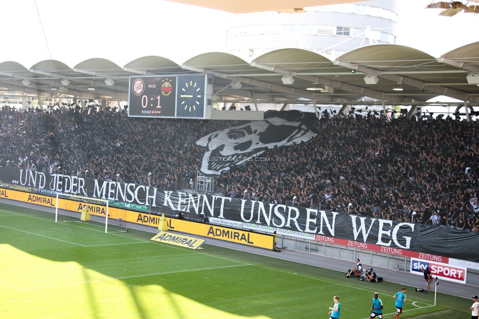 Sturm Graz - Rapid Wien
Oesterreichische Fussball Bundesliga, 4. Runde, SK Sturm Graz - SK Rapid Wien, Stadion Liebenau Graz, 18.08.2019. 

Foto zeigt Fans von Sturm mit einer Choreografie
