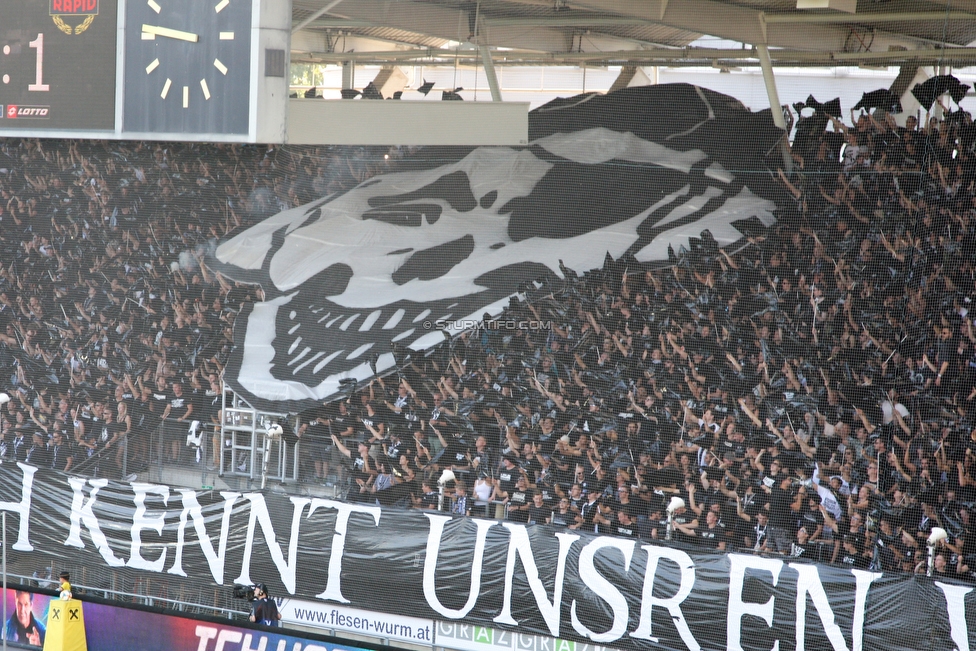 Sturm Graz - Rapid Wien
Oesterreichische Fussball Bundesliga, 4. Runde, SK Sturm Graz - SK Rapid Wien, Stadion Liebenau Graz, 18.08.2019. 

Foto zeigt Fans von Sturm mit einer Choreografie
