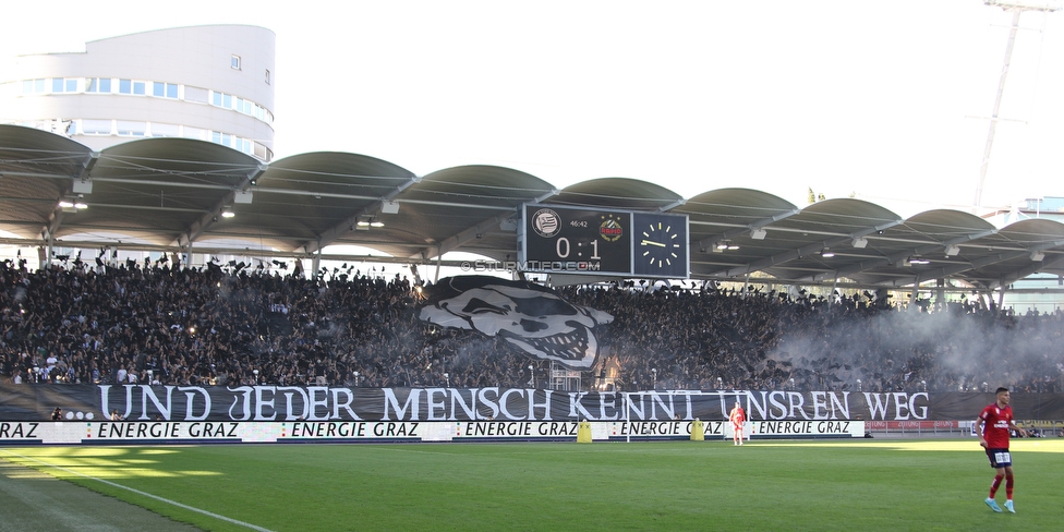 Sturm Graz - Rapid Wien
Oesterreichische Fussball Bundesliga, 4. Runde, SK Sturm Graz - SK Rapid Wien, Stadion Liebenau Graz, 18.08.2019. 

Foto zeigt Fans von Sturm mit einer Choreografie
