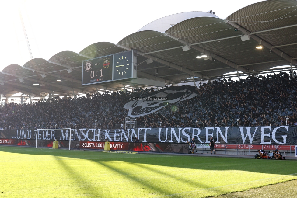 Sturm Graz - Rapid Wien
Oesterreichische Fussball Bundesliga, 4. Runde, SK Sturm Graz - SK Rapid Wien, Stadion Liebenau Graz, 18.08.2019. 

Foto zeigt Fans von Sturm mit einer Choreografie
