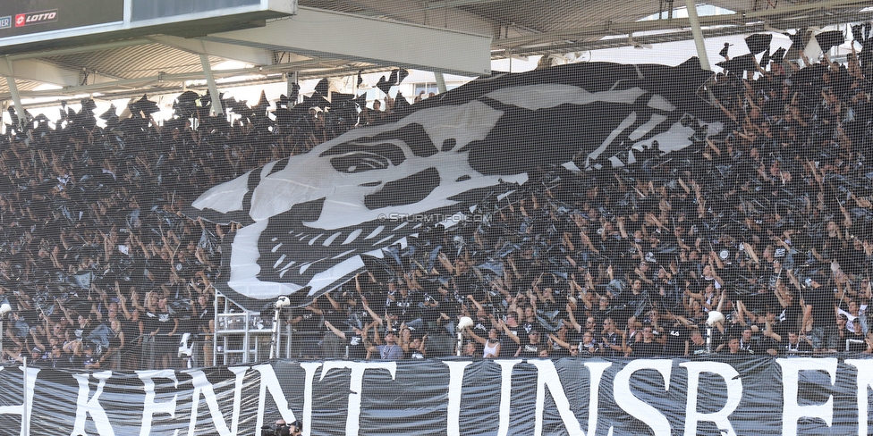 Sturm Graz - Rapid Wien
Oesterreichische Fussball Bundesliga, 4. Runde, SK Sturm Graz - SK Rapid Wien, Stadion Liebenau Graz, 18.08.2019. 

Foto zeigt Fans von Sturm mit einer Choreografie
