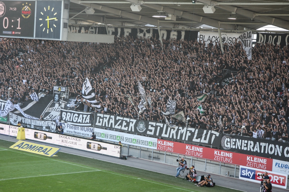 Sturm Graz - Rapid Wien
Oesterreichische Fussball Bundesliga, 4. Runde, SK Sturm Graz - SK Rapid Wien, Stadion Liebenau Graz, 18.08.2019. 

Foto zeigt Fans von Sturm
