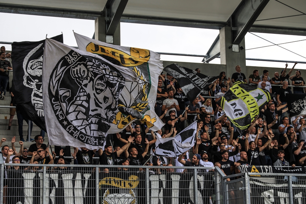 Altach - Sturm Graz
Oesterreichische Fussball Bundesliga, 6. Runde, SCR Altach - SK Sturm Graz, Stadion Schnabelholz Altach, 01.09.2019. 

Foto zeigt Fans von Sturm
