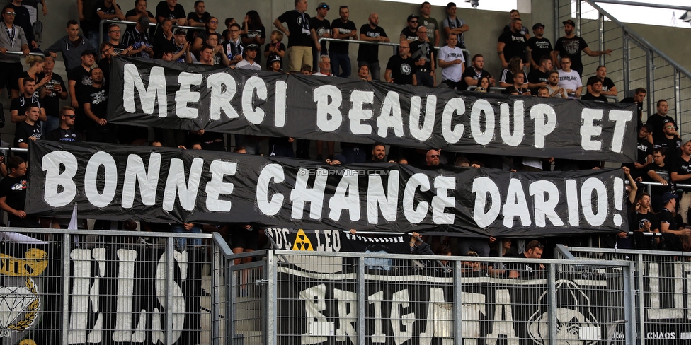 Altach - Sturm Graz
Oesterreichische Fussball Bundesliga, 6. Runde, SCR Altach - SK Sturm Graz, Stadion Schnabelholz Altach, 01.09.2019. 

Foto zeigt Fans von Sturm mit einem Spruchband
Schlüsselwörter: maresic