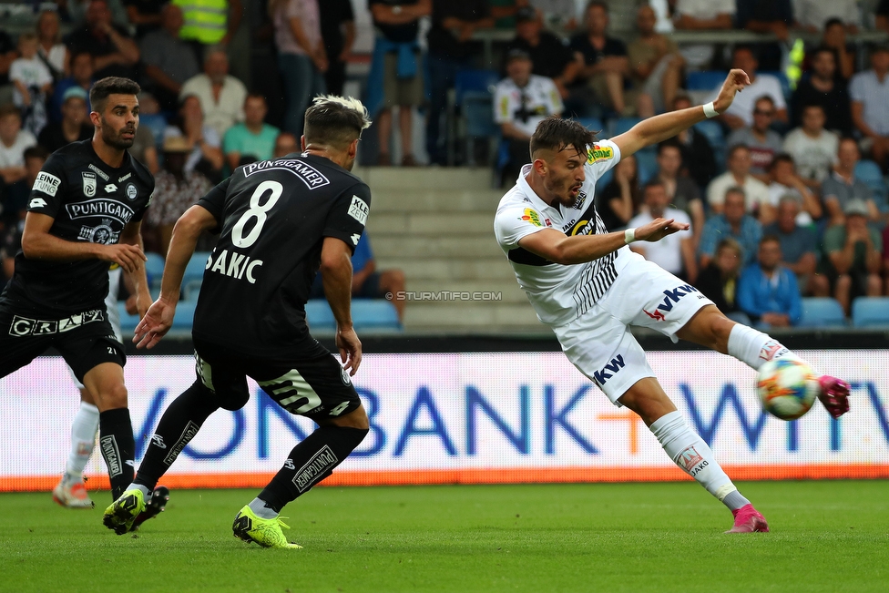 Altach - Sturm Graz
Oesterreichische Fussball Bundesliga, 6. Runde, SCR Altach - SK Sturm Graz, Stadion Schnabelholz Altach, 01.09.2019. 

Foto zeigt Emanuel Sakic (Sturm)
