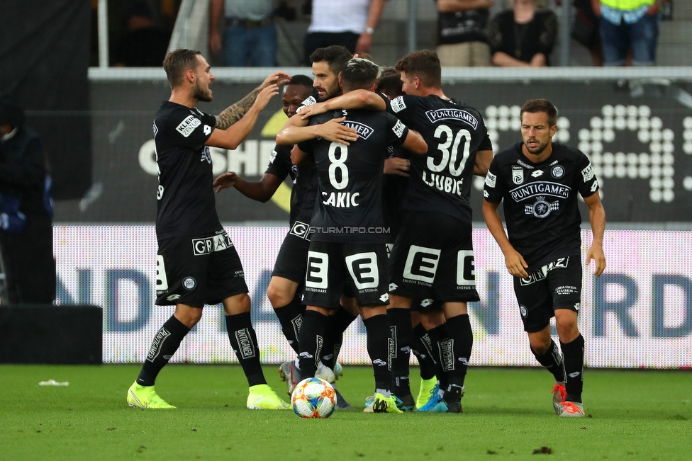 Altach - Sturm Graz
Oesterreichische Fussball Bundesliga, 6. Runde, SCR Altach - SK Sturm Graz, Stadion Schnabelholz Altach, 01.09.2019. 

Foto zeigt Lukas Spendlhofer (Sturm), Emanuel Sakic (Sturm), Ivan Ljubic (Sturm) und Thomas Schrammel (Sturm)
