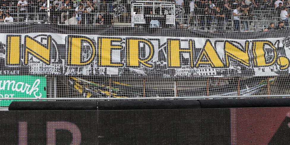 Sturm Graz - LASK
Oesterreichische Fussball Bundesliga, 7. Runde, SK Sturm Graz - LASK, Stadion Liebenau Graz, 14.09.2019. 

Foto zeigt Fans von Sturm mit einem Spruchband
