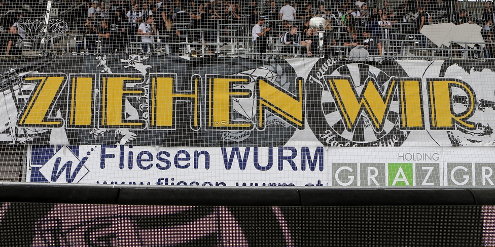 Sturm Graz - LASK
Oesterreichische Fussball Bundesliga, 7. Runde, SK Sturm Graz - LASK, Stadion Liebenau Graz, 14.09.2019. 

Foto zeigt Fans von Sturm mit einem Spruchband
