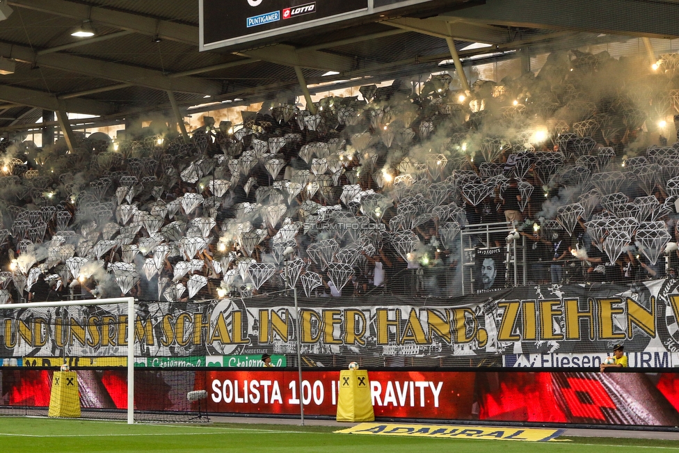 Sturm Graz - LASK
Oesterreichische Fussball Bundesliga, 7. Runde, SK Sturm Graz - LASK, Stadion Liebenau Graz, 14.09.2019. 

Foto zeigt Fans von Sturm mit einer Choreografie
Schlüsselwörter: jewels pyrotechnik