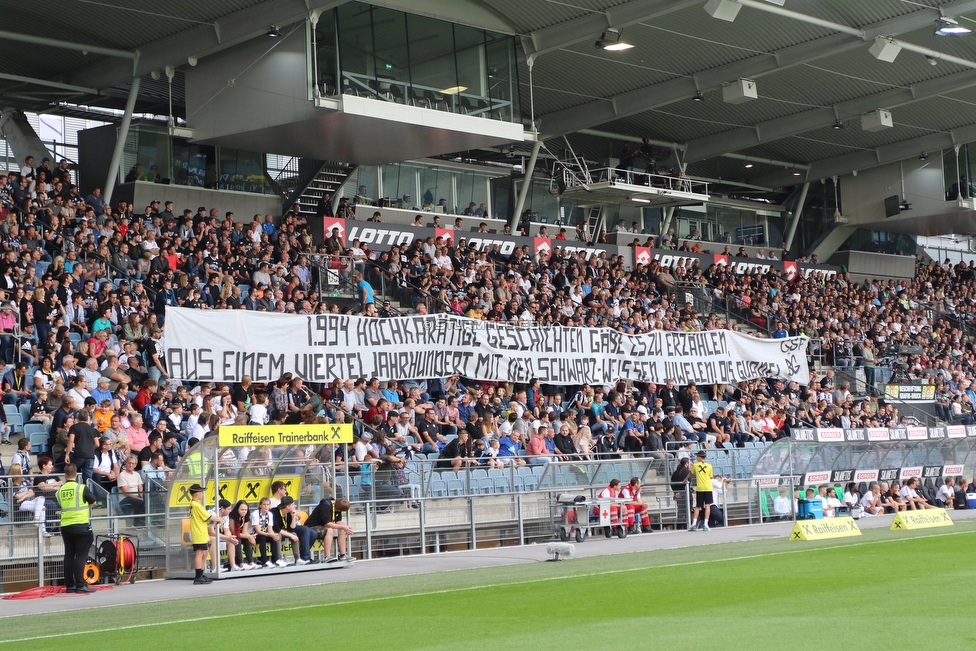 Sturm Graz - LASK
Oesterreichische Fussball Bundesliga, 7. Runde, SK Sturm Graz - LASK, Stadion Liebenau Graz, 14.09.2019. 

Foto zeigt Fans von Sturm mit einem Spruchband
Schlüsselwörter: jewels