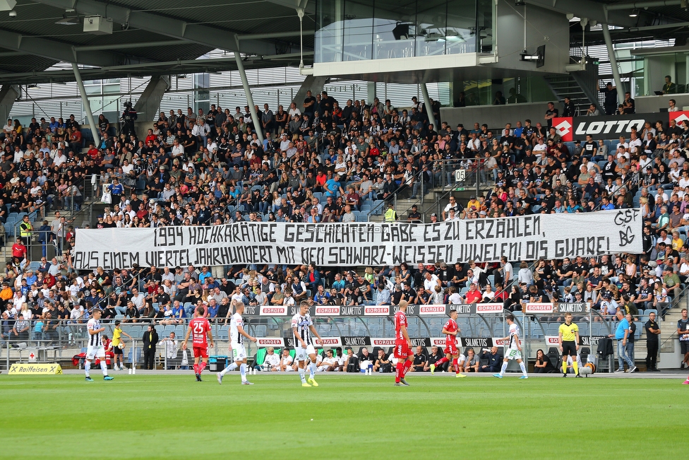 Sturm Graz - LASK
Oesterreichische Fussball Bundesliga, 7. Runde, SK Sturm Graz - LASK, Stadion Liebenau Graz, 14.09.2019. 

Foto zeigt Fans von Sturm mit einem Spruchband
Schlüsselwörter: jewels