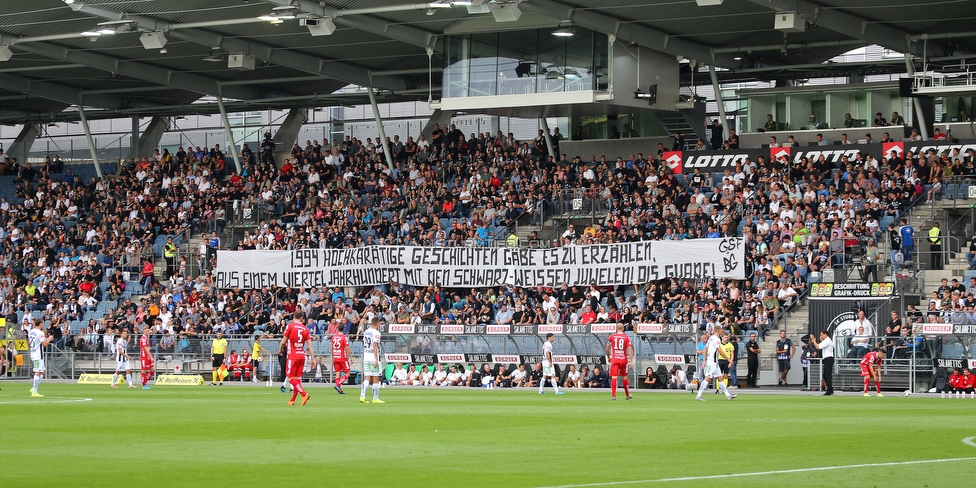 Sturm Graz - LASK
Oesterreichische Fussball Bundesliga, 7. Runde, SK Sturm Graz - LASK, Stadion Liebenau Graz, 14.09.2019. 

Foto zeigt Fans von Sturm mit einem Spruchband
Schlüsselwörter: jewels