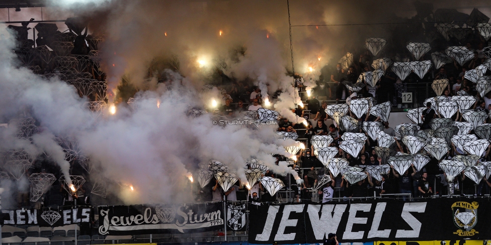 Sturm Graz - LASK
Oesterreichische Fussball Bundesliga, 7. Runde, SK Sturm Graz - LASK, Stadion Liebenau Graz, 14.09.2019. 

Foto zeigt Fans von Sturm mit einer Choreografie
Schlüsselwörter: jewels pyrotechnik