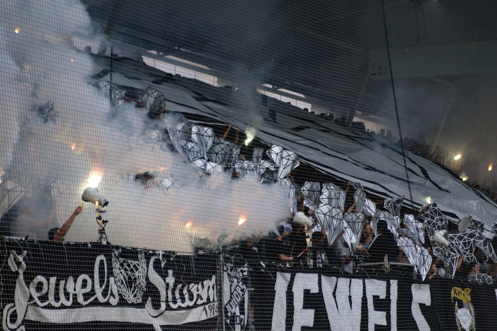 Sturm Graz - LASK
Oesterreichische Fussball Bundesliga, 7. Runde, SK Sturm Graz - LASK, Stadion Liebenau Graz, 14.09.2019. 

Foto zeigt Fans von Sturm mit einer Choreografie
Schlüsselwörter: jewels pyrotechnik