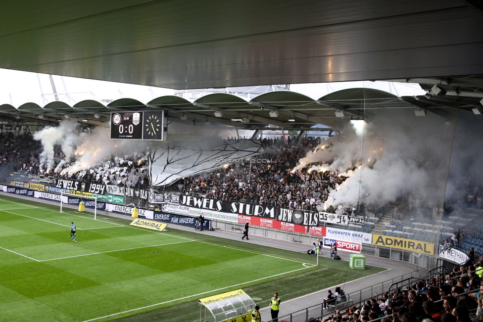 Sturm Graz - LASK
Oesterreichische Fussball Bundesliga, 7. Runde, SK Sturm Graz - LASK, Stadion Liebenau Graz, 14.09.2019. 

Foto zeigt Fans von Sturm mit einer Choreografie
Schlüsselwörter: jewels pyrotechnik