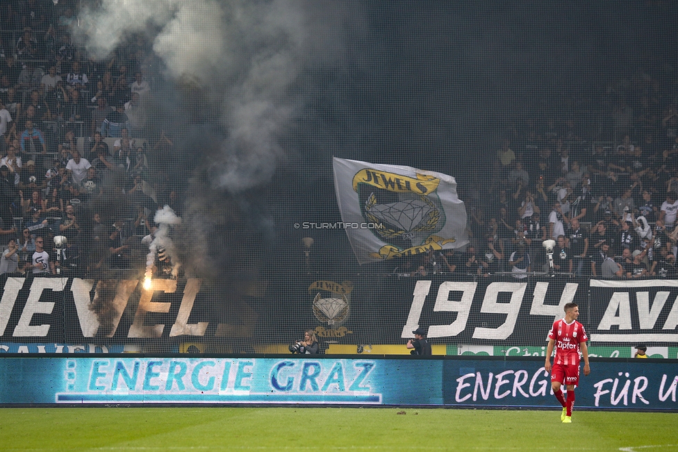 Sturm Graz - LASK
Oesterreichische Fussball Bundesliga, 7. Runde, SK Sturm Graz - LASK, Stadion Liebenau Graz, 14.09.2019. 

Foto zeigt Fans von Sturm
Schlüsselwörter: pyrotechnik jewels