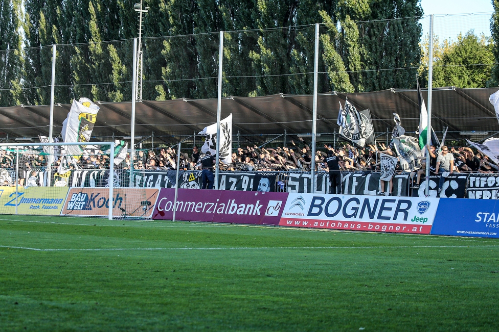 Mattersburg - Sturm Graz
Oesterreichische Fussball Bundesliga, 8. Runde, SV Mattersburg - SK Sturm Graz, Pappelstadion Mattersburg, 21.09.2019. 

Foto zeigt Fans von Sturm
