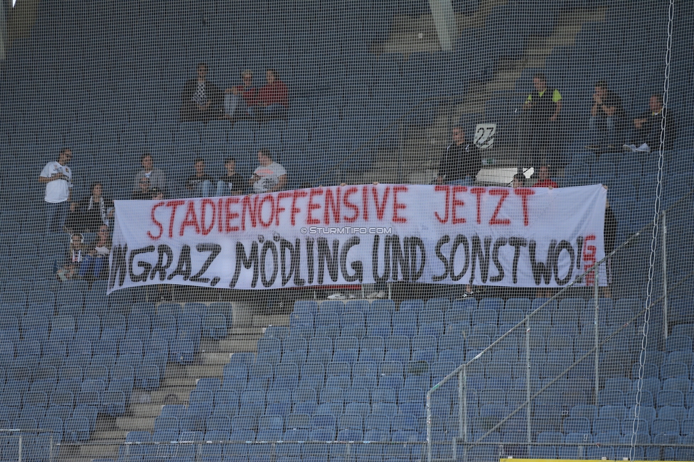 Sturm Graz - Admira Wacker
Oesterreichische Fussball Bundesliga, 9. Runde, SK Sturm Graz - FC Admira Wacker, Stadion Liebenau Graz, 29.09.2019. 

Foto zeigt Fans der Admira mit einem Spruchband
Schlüsselwörter: sturmstadion