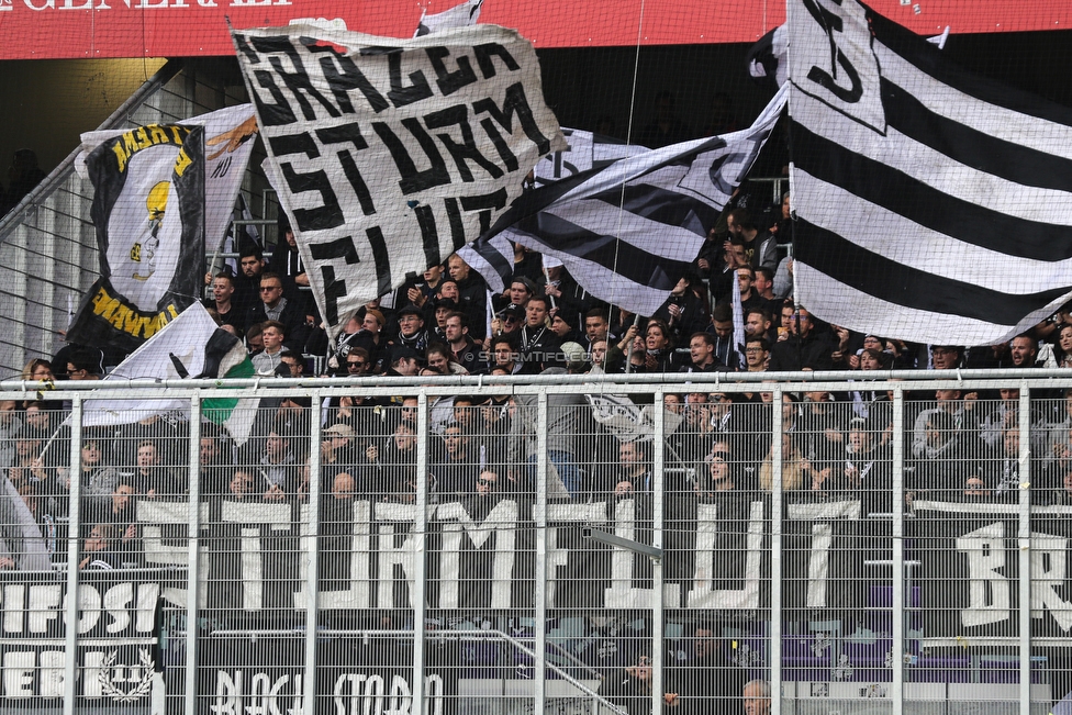 Austria Wien - Sturm Graz
Oesterreichische Fussball Bundesliga, 10. Runde, FK Austria Wien - SK Sturm Graz, Franz Horr Stadion Wien, 06.10.2019. 

Foto zeigt Fans von Sturm 
