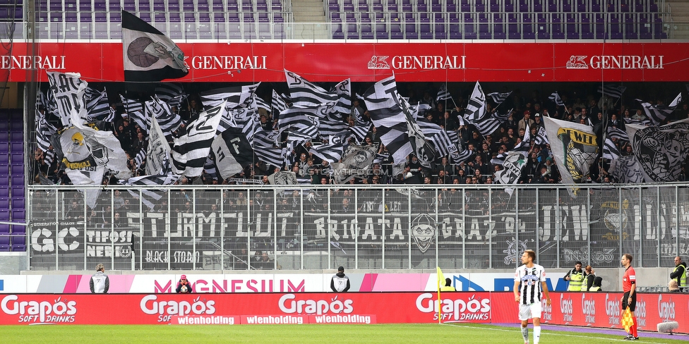 Austria Wien - Sturm Graz
Oesterreichische Fussball Bundesliga, 10. Runde, FK Austria Wien - SK Sturm Graz, Franz Horr Stadion Wien, 06.10.2019. 

Foto zeigt Fans von Sturm
