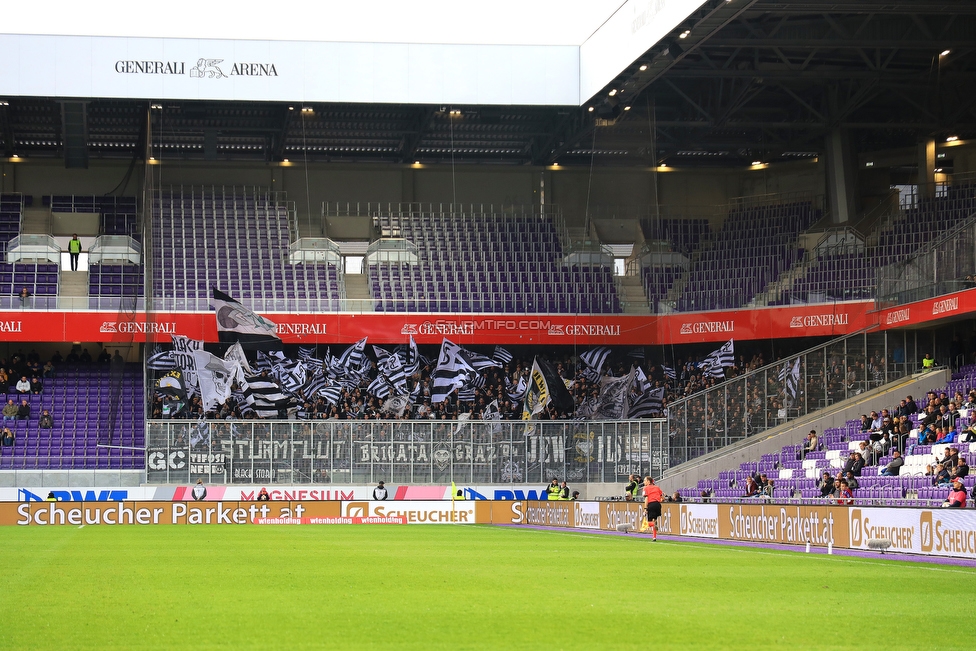 Austria Wien - Sturm Graz
Oesterreichische Fussball Bundesliga, 10. Runde, FK Austria Wien - SK Sturm Graz, Franz Horr Stadion Wien, 06.10.2019. 

Foto zeigt Fans von Sturm
