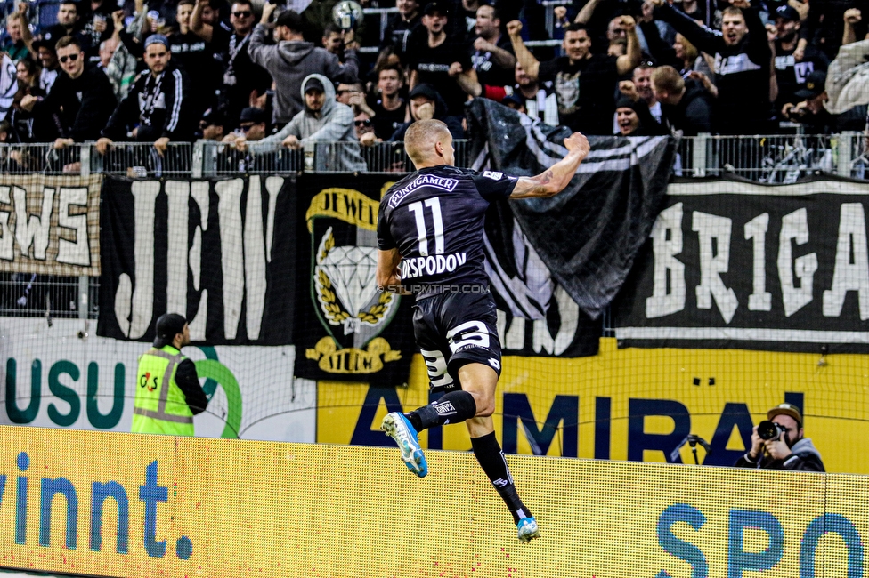 St. Poelten - Sturm Graz
Oesterreichische Fussball Bundesliga, 12. Runde, SKN St. Poelten - SK Sturm Graz, Arena St. Poelten, 26.10.2019. 

Foto zeigt Kiril Despodov (Sturm)
Schlüsselwörter: torjubel