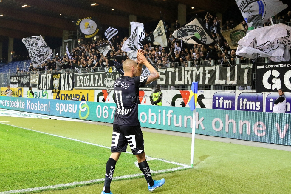 St. Poelten - Sturm Graz
Oesterreichische Fussball Bundesliga, 12. Runde, SKN St. Poelten - SK Sturm Graz, Arena St. Poelten, 26.10.2019. 

Foto zeigt Kiril Despodov (Sturm) 
Schlüsselwörter: jubel