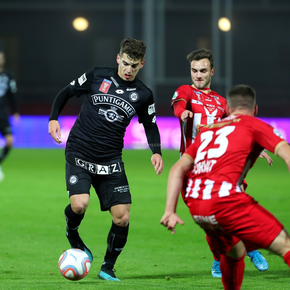 Kapfenberg - Sturm Graz
OEFB Cup, Achtelfinale, Kapfenberger SV - SK Sturm Graz, Franz-Fekete-Stadion Kapfenberg, 29.10.2019. 

Foto zeigt Ivan Ljubic (Sturm) und Matija Horvat (Kapfenberg)
