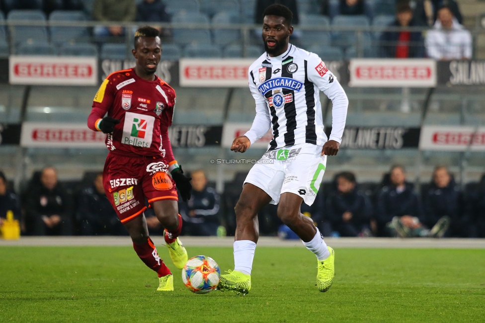 Sturm Graz - Wolfsberg
Oesterreichische Fussball Bundesliga, 13. Runde, SK Sturm Graz - Wolfsberger AC, Stadion Liebenau Graz, 02.11.2019. 

Foto zeigt Anderson Niangbo (Wolfsberg) und Isaac Donkor (Sturm)
