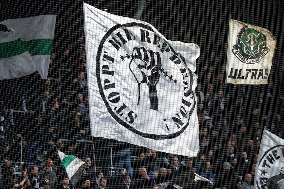 Sturm Graz - Hartberg
Oesterreichische Fussball Bundesliga, 14. Runde, SK Sturm Graz - TSV Hartberg, Stadion Liebenau Graz, 09.11.2019. 

Foto zeigt Fans von Sturm
Schlüsselwörter: repression sturmflut