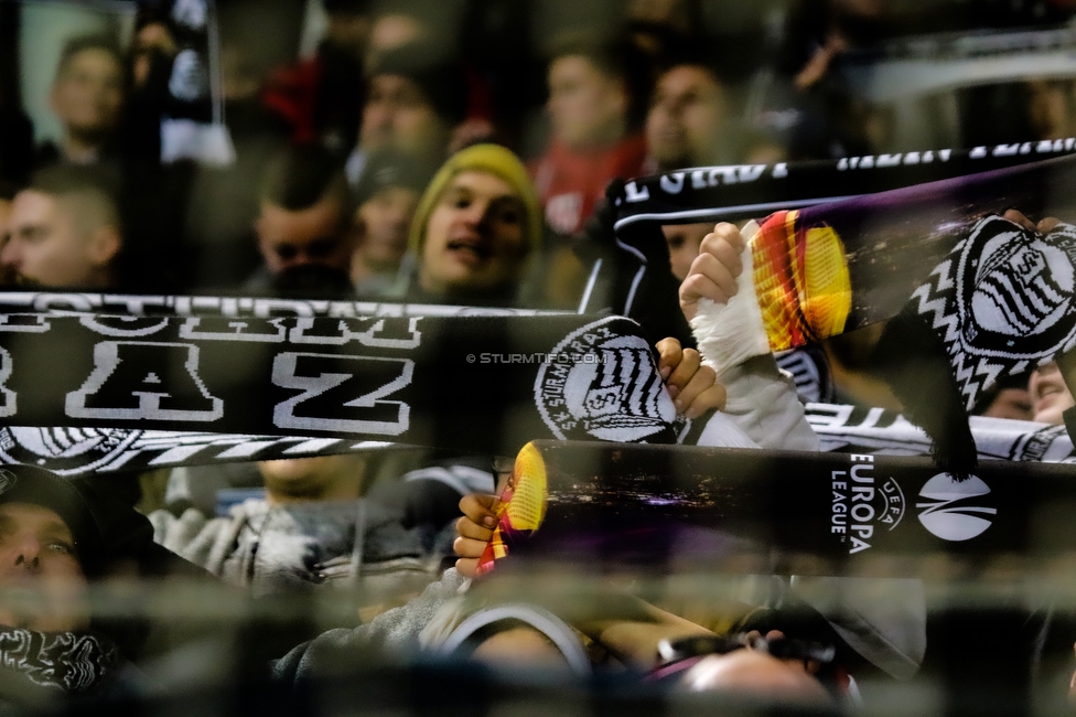 Sturm Graz - Hartberg
Oesterreichische Fussball Bundesliga, 14. Runde, SK Sturm Graz - TSV Hartberg, Stadion Liebenau Graz, 09.11.2019. 

Foto zeigt Fans von Sturm
Schlüsselwörter: europaleague schals