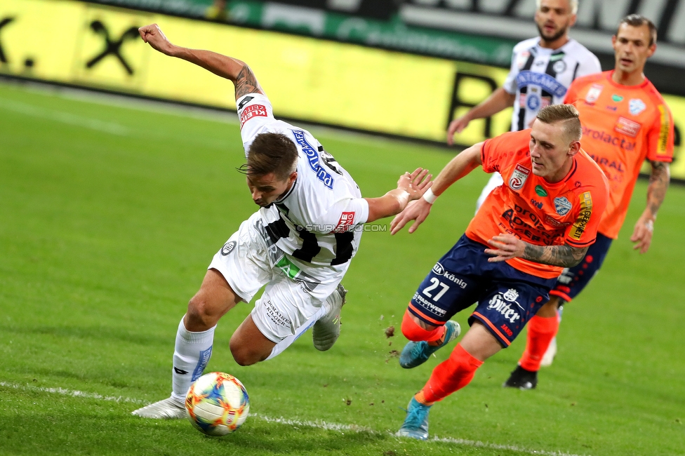 Sturm Graz - Hartberg
Oesterreichische Fussball Bundesliga, 14. Runde, SK Sturm Graz - TSV Hartberg, Stadion Liebenau Graz, 09.11.2019. 

Foto zeigt Thorsten Roecher (Sturm) und Lukas Ried (Hartberg)
