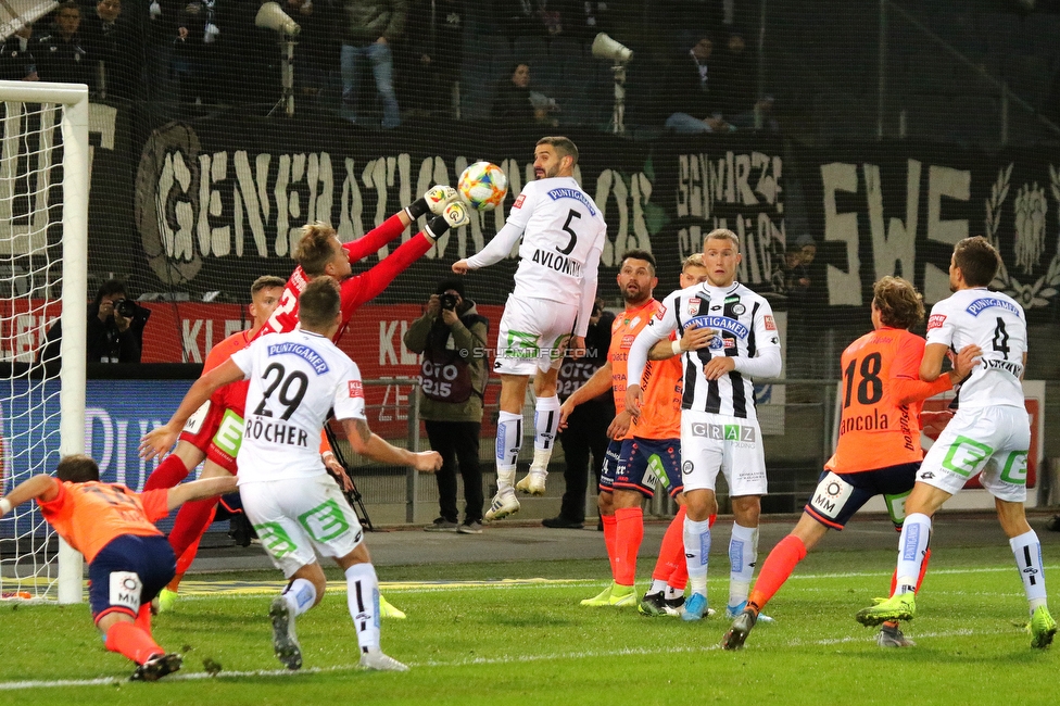 Sturm Graz - Hartberg
Oesterreichische Fussball Bundesliga, 14. Runde, SK Sturm Graz - TSV Hartberg, Stadion Liebenau Graz, 09.11.2019. 

Foto zeigt Florian Faist (Hartberg), Thorsten Roecher (Sturm), Anastasios Avlonitis (Sturm), Bekim Balaj (Sturm), David Cancola (Hartberg) und Thomas Schrammel (Sturm)
Schlüsselwörter: kopfball