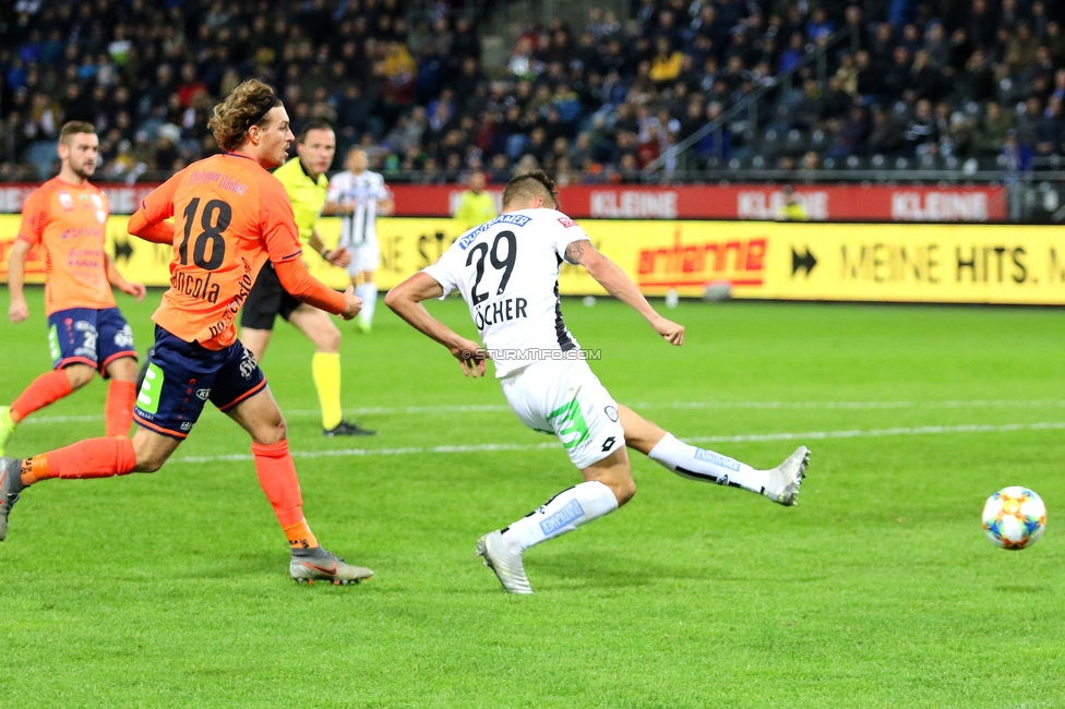 Sturm Graz - Hartberg
Oesterreichische Fussball Bundesliga, 14. Runde, SK Sturm Graz - TSV Hartberg, Stadion Liebenau Graz, 09.11.2019. 

Foto zeigt David Cancola (Hartberg) und Thorsten Roecher (Sturm)
Schlüsselwörter: tor