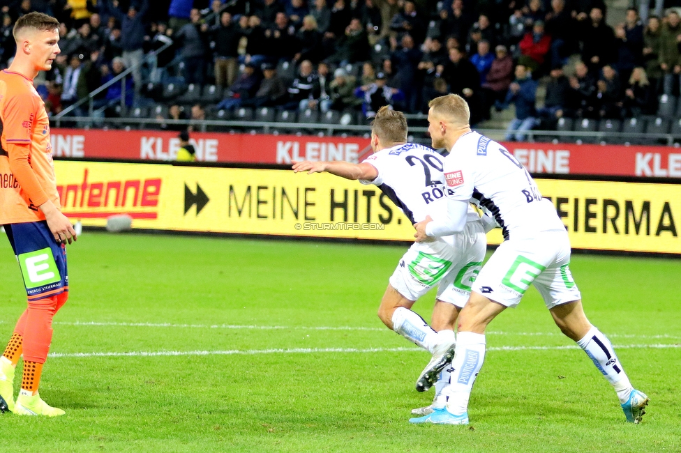 Sturm Graz - Hartberg
Oesterreichische Fussball Bundesliga, 14. Runde, SK Sturm Graz - TSV Hartberg, Stadion Liebenau Graz, 09.11.2019. 

Foto zeigt Thorsten Roecher (Sturm) und Bekim Balaj (Sturm)
