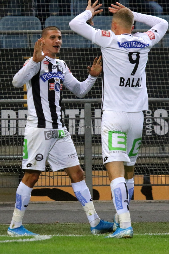 Sturm Graz - Hartberg
Oesterreichische Fussball Bundesliga, 14. Runde, SK Sturm Graz - TSV Hartberg, Stadion Liebenau Graz, 09.11.2019. 

Foto zeigt Kiril Despodov (Sturm) und Bekim Balaj (Sturm)
Schlüsselwörter: torjubel