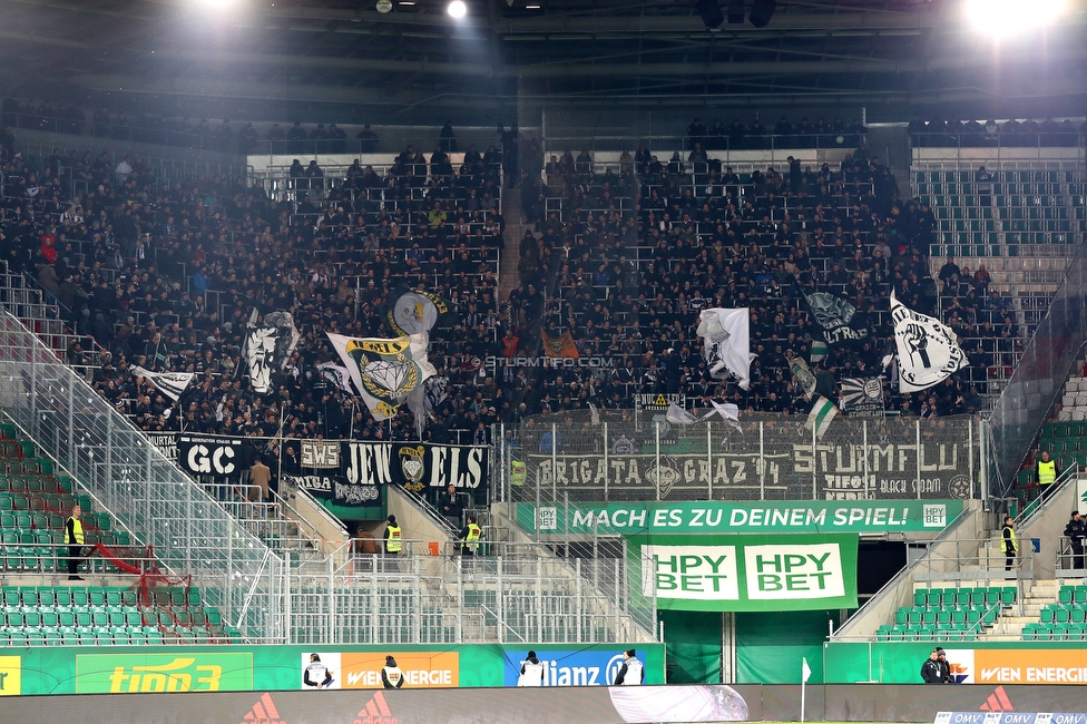 Rapid Wien - Sturm Graz
Oesterreichische Fussball Bundesliga, 15. Runde, SK Rapid Wien - SK Sturm Graz, Weststadion Wien, 24.11.2019. 

Foto zeigt Fans von Sturm
